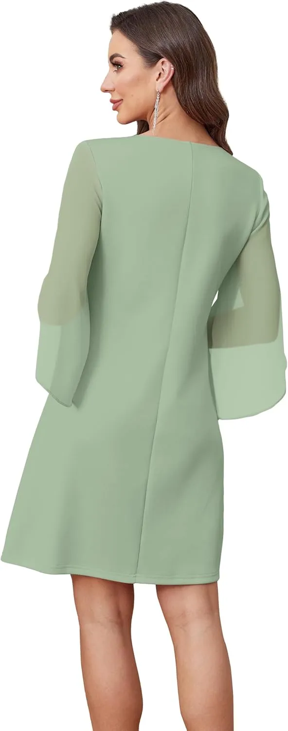 Womens Cocktail Dresses Flutter Sleeve Formal Dresse Wedding Guest Dresses for Women 2025 Trendy