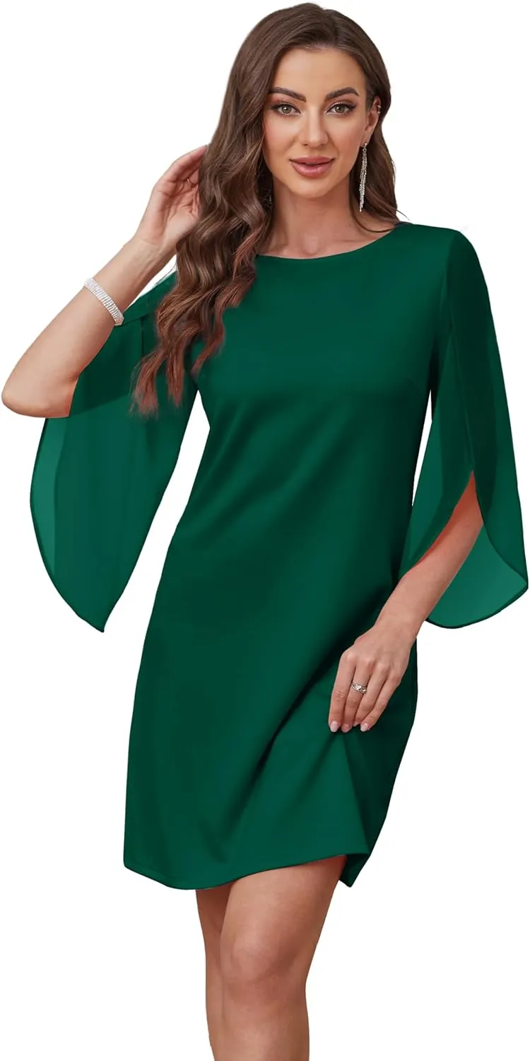 Womens Cocktail Dresses Flutter Sleeve Formal Dresse Wedding Guest Dresses for Women 2025 Trendy