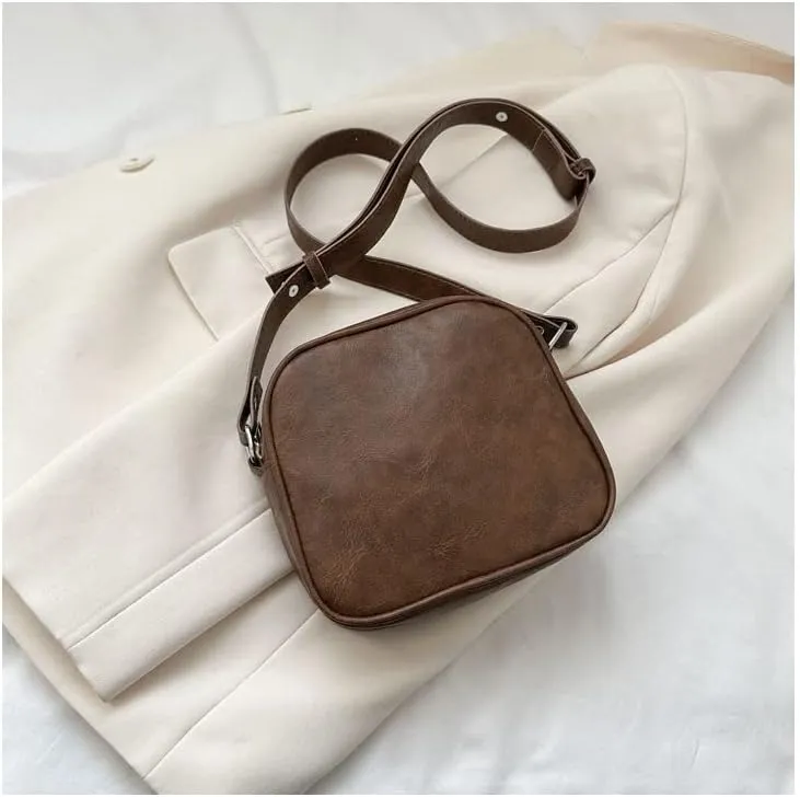 Women's Fashion Dark Academic Grunge Mini Crossbody Purses Punk Gothic 90s Y2K Shoulder Vegan PU Leather Packs (dark khaki)