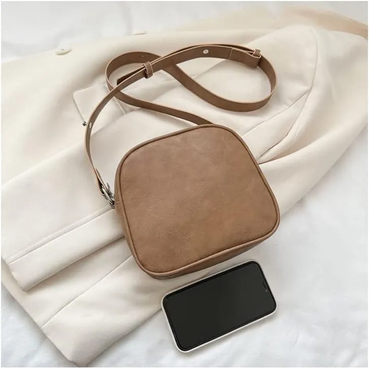 Women's Fashion Dark Academic Grunge Mini Crossbody Purses Punk Gothic 90s Y2K Shoulder Vegan PU Leather Packs (light khaki)