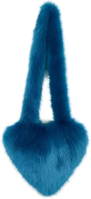Women's Faux Fur Shoulder Bag Cute Heart Purse Soft Plush Shoulder Bag Furry Women's Crossbody