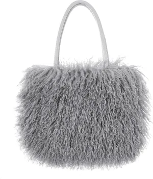 Women's Fuzzy Tote Bag Curly Handbag Furry Shoulder Bag Large Top Handle Purses Winter