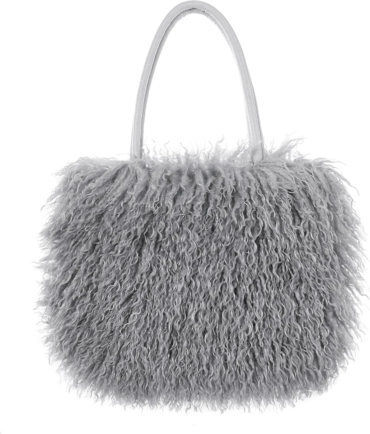 Women's Fuzzy Tote Bag Curly Handbag Furry Shoulder Bag Large Top Handle Purses Winter