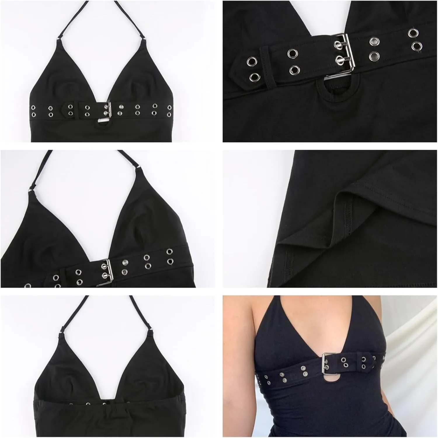 Women's Gothic Crop Top Spaghetti Strap Camisole Mall Goth Grunge Punk Fairy Cami Corset Top Backless Vest