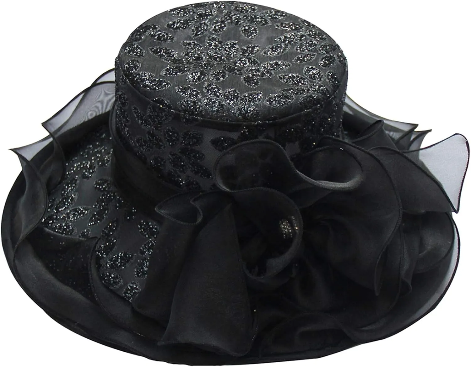 Women’s Organza Church Tea Party Wedding Fascinator Hat UV-Anti Wide Brim Sun Hats