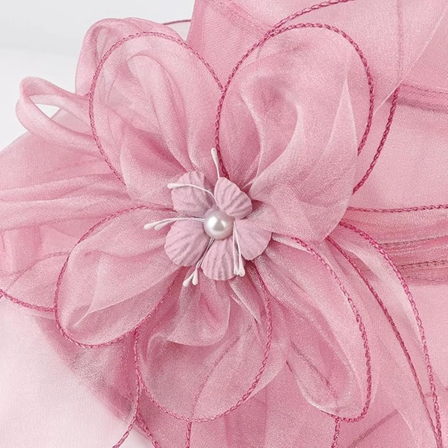Women’s Organza Church Tea Party Wedding Fascinator Hat UV-Anti Wide Brim Sun Hats