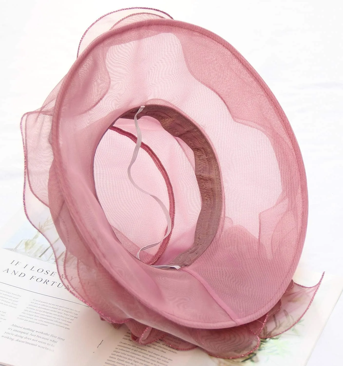 Women’s Organza Church Tea Party Wedding Fascinator Hat UV-Anti Wide Brim Sun Hats