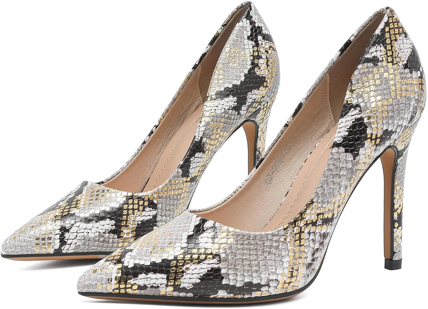 Women's Pumps, Closed Toe Pointed Stiletto High Heel Sparkly Prom Shoes with Glitter Rhinestone, Wedding Heels for Bride Shoes