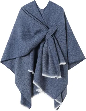 Women's Shawl Wrap Poncho Warm Cape Cardigan Open Front Shawls for Spring Fall Winter Cold Weather Days