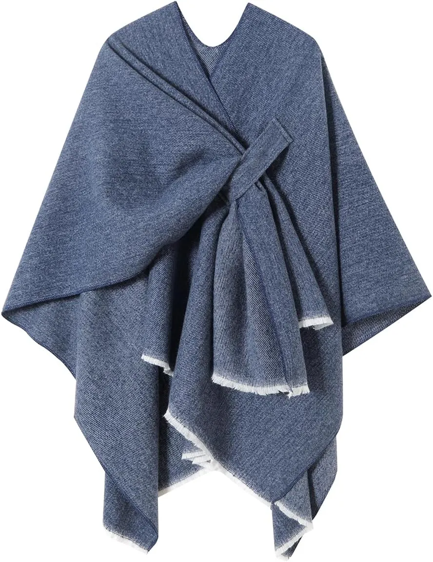 Women's Shawl Wrap Poncho Warm Cape Cardigan Open Front Shawls for Spring Fall Winter Cold Weather Days