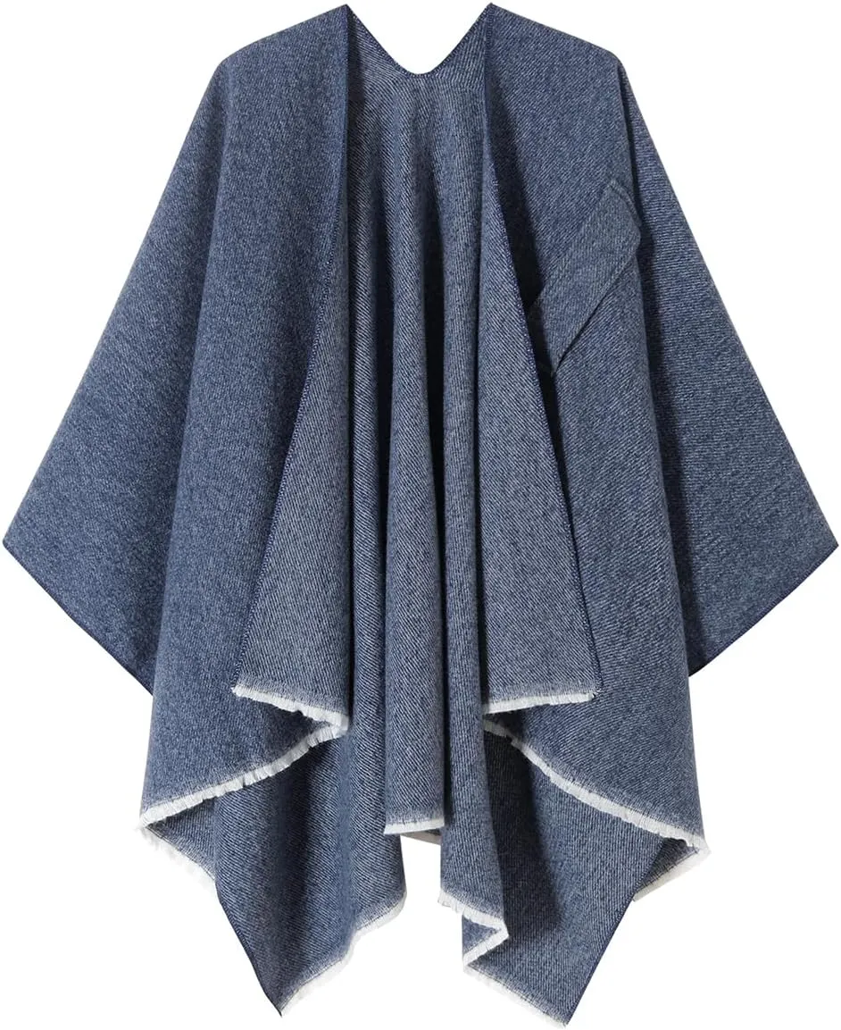 Women's Shawl Wrap Poncho Warm Cape Cardigan Open Front Shawls for Spring Fall Winter Cold Weather Days