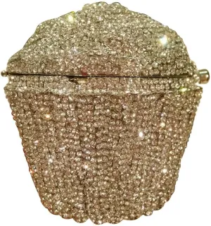 Women's Shoulder Handbags Crystal Cupcake Purse Evening Bag Luxury Purses and Handbags Cupcake Plush Purse Gold
