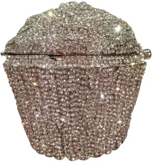 Women's Shoulder Handbags Crystal Cupcake Purse Evening Bag Luxury Purses and Handbags Cupcake Plush Purse Silver