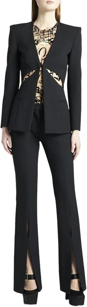 Women's Suit Professional Collarless Jacket Pants 2-Piece Set Business Formal Tuxedos