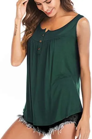 Women's V Neck Button Down Pleated Dresses, Summer Solid Color Loose Casual Mini Dress, Relaxed Stylish Sundress