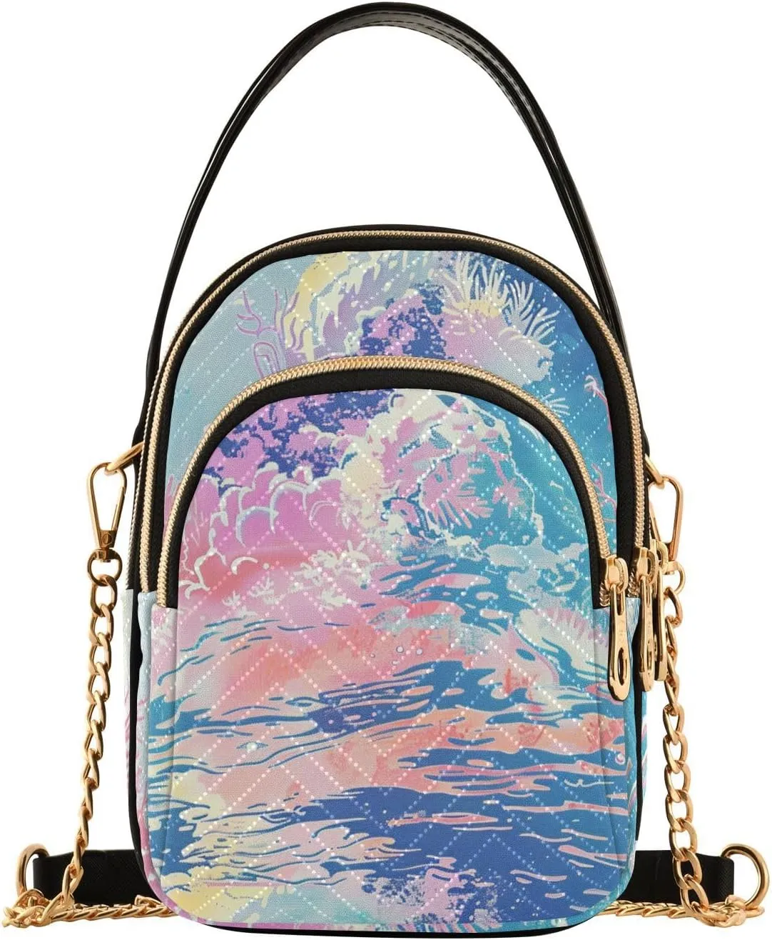 Wonderful Colored Waves trendy women crossbody bags with multi pockets hand bags for women for travel