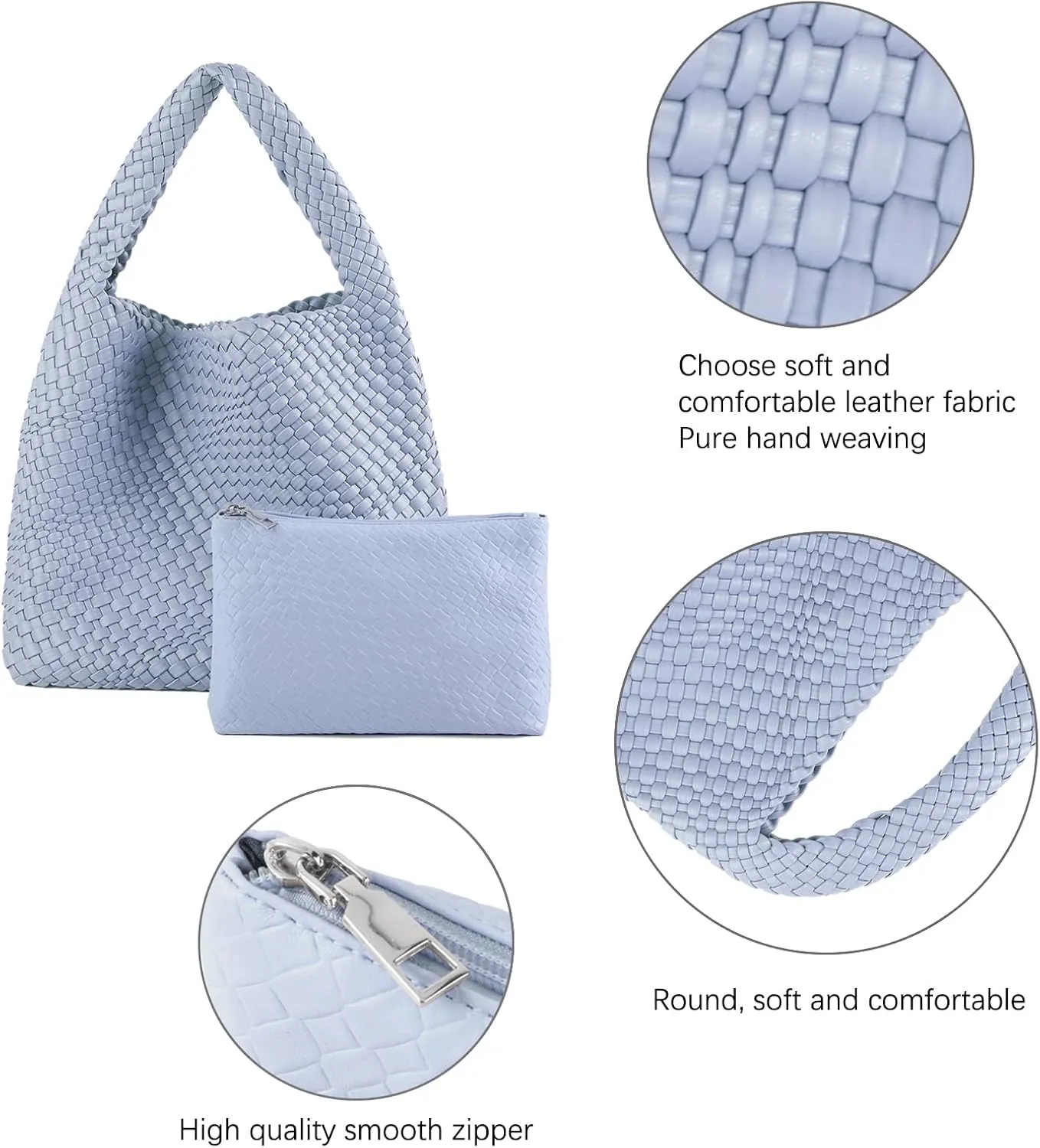 Woven Tote Bag For Women,Vegan Leather Hand Woven Handbags And Purse,Shoulder Bag Top-Handle Bag All-Match Underarm Bag