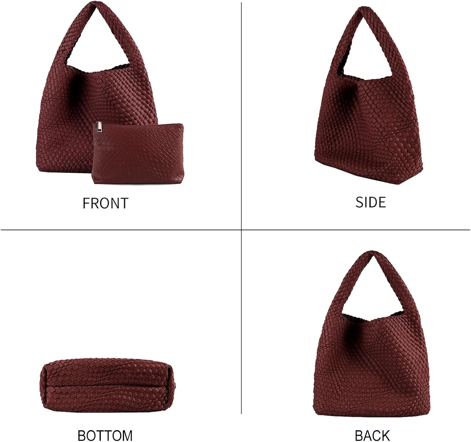 Woven Tote Bag For Women,Vegan Leather Hand Woven Handbags And Purse,Shoulder Bag Top-Handle Bag All-Match Underarm Bag