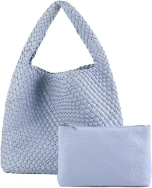 Woven Tote Bag For Women,Vegan Leather Hand Woven Handbags And Purse,Shoulder Bag Top-Handle Bag All-Match Underarm Bag