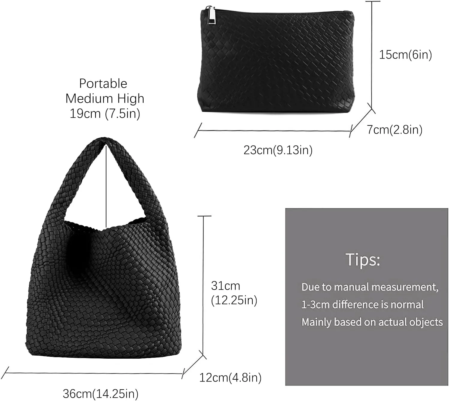 Woven Tote Bag For Women,Vegan Leather Hand Woven Handbags And Purse,Shoulder Bag Top-Handle Bag All-Match Underarm Bag