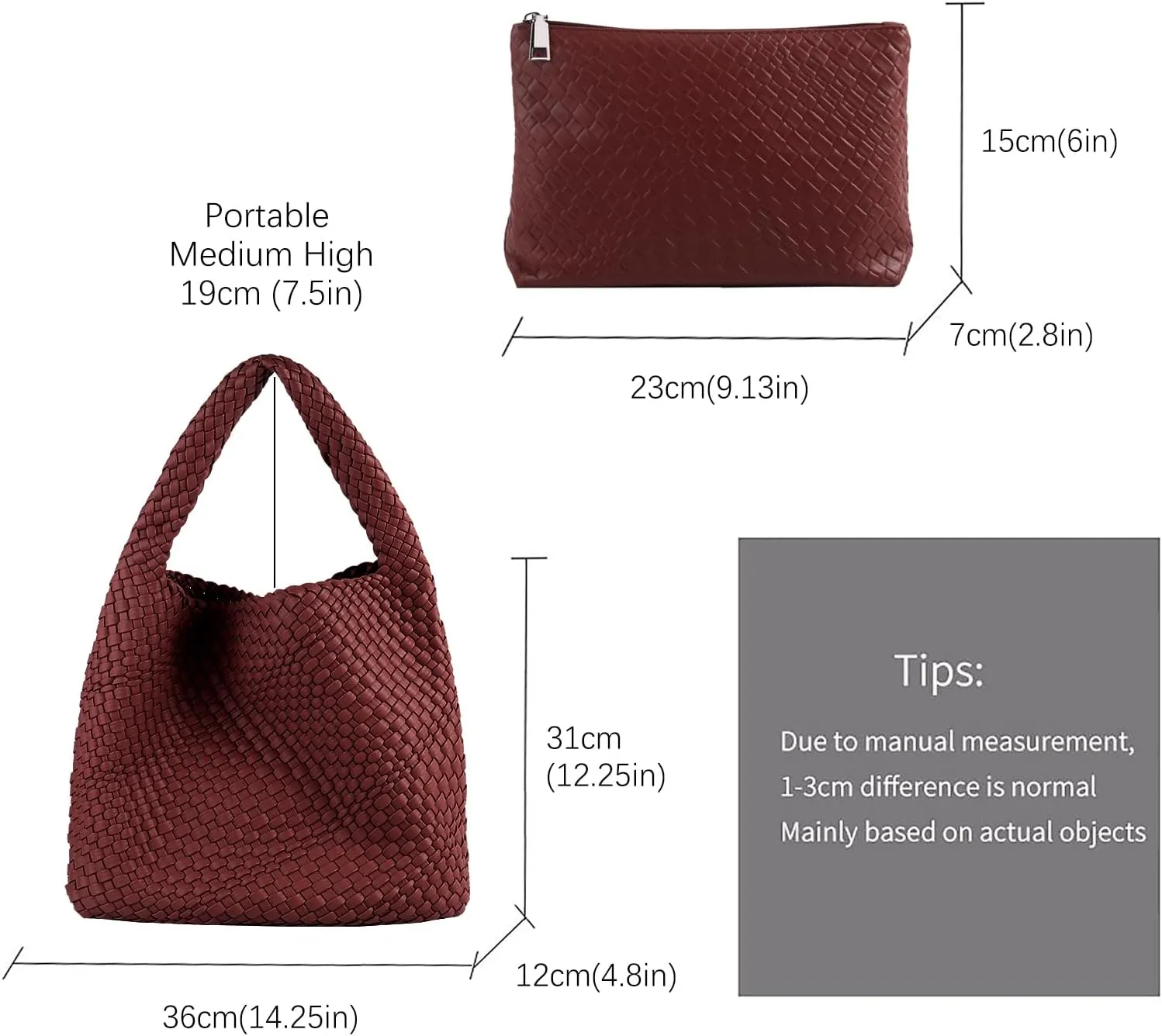 Woven Tote Bag For Women,Vegan Leather Hand Woven Handbags And Purse,Shoulder Bag Top-Handle Bag All-Match Underarm Bag