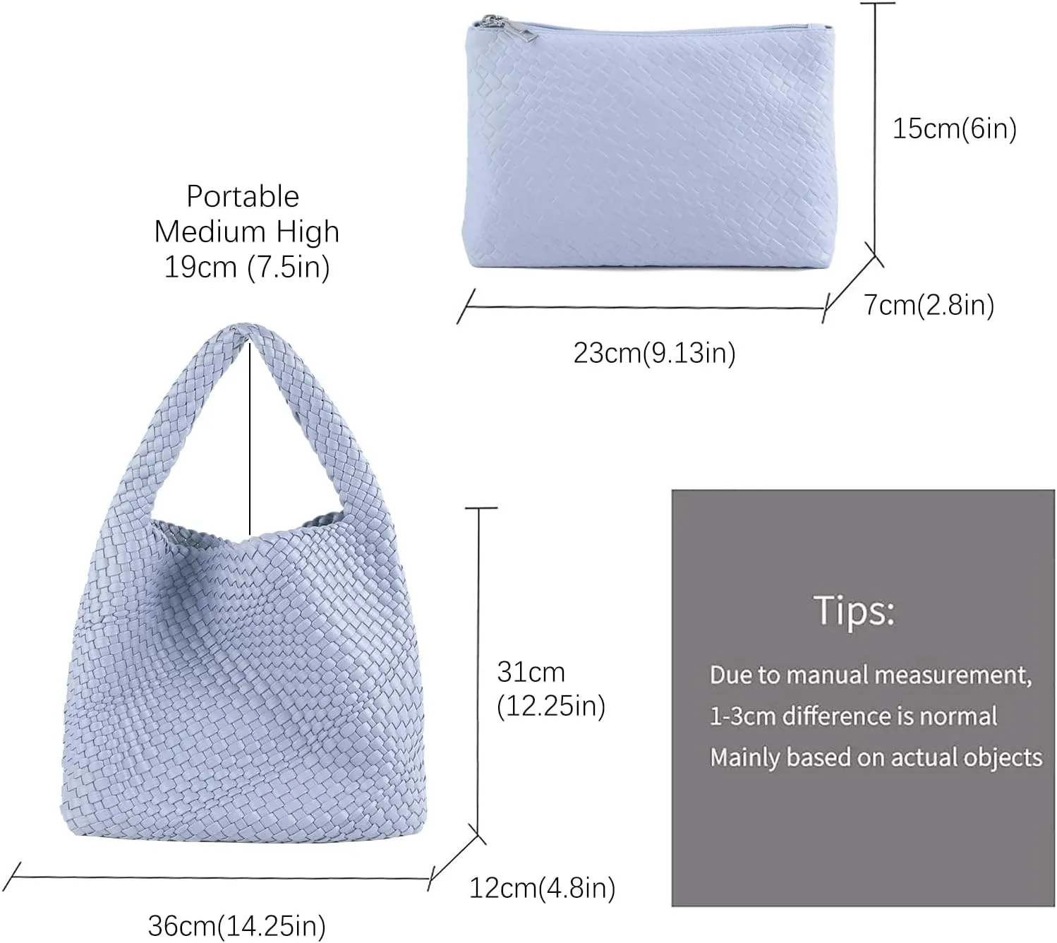 Woven Tote Bag For Women,Vegan Leather Hand Woven Handbags And Purse,Shoulder Bag Top-Handle Bag All-Match Underarm Bag