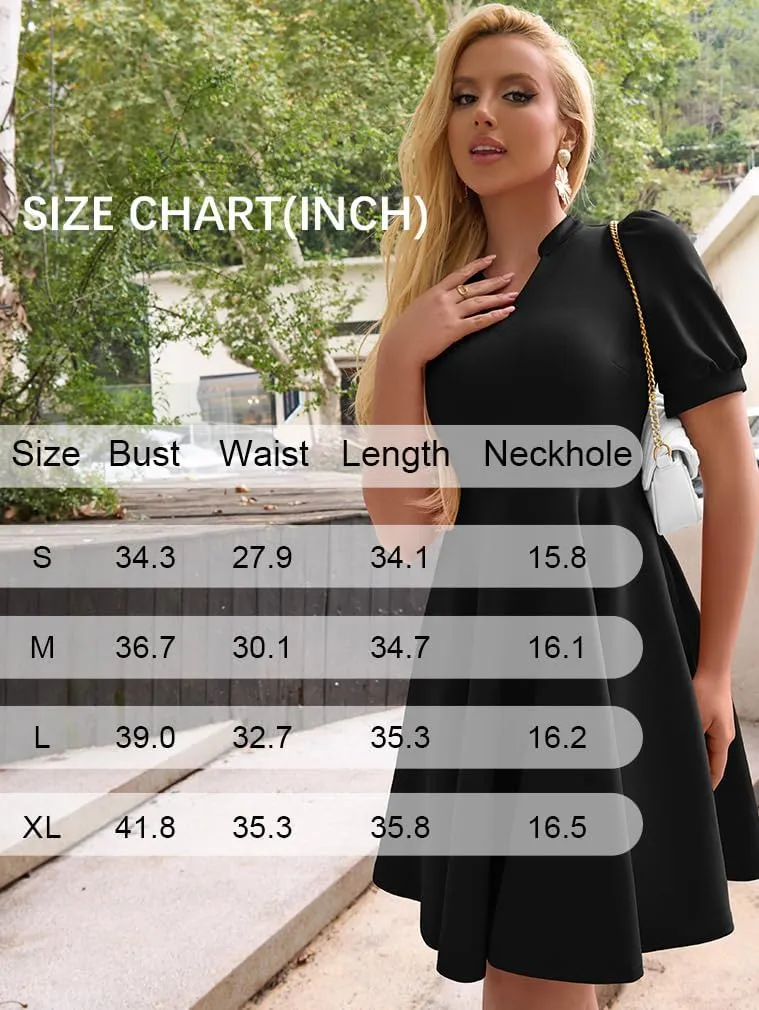 XXTAXN Womens Sexy Short Sleeve V Neck High Waist Cocktail A Line Midi Swing Dress