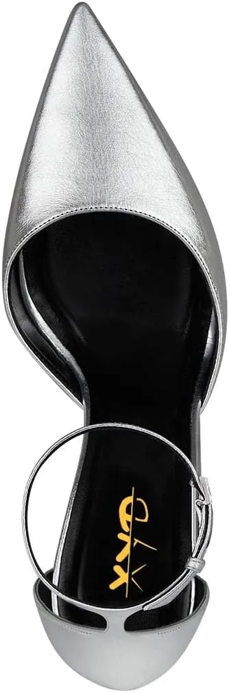 XYD Women Edgy Platform Pumps Slender Ankle Strap with Buckle Pointed Toe Stiletto High Heel Party Evening Shoes