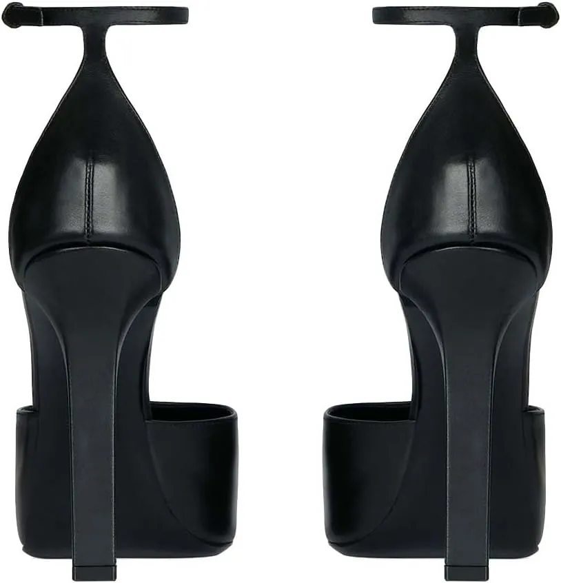 XYD Women Edgy Platform Pumps Slender Ankle Strap with Buckle Pointed Toe Stiletto High Heel Party Evening Shoes