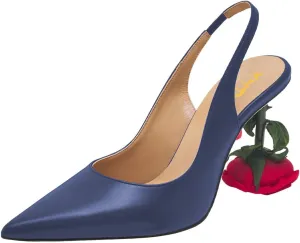 XYD Women's Romantic Rose Heel (80mm) Closed Pointed Toe Slingbacks Pumps Sexy Lady Formal Event Evening Fashion Shoes