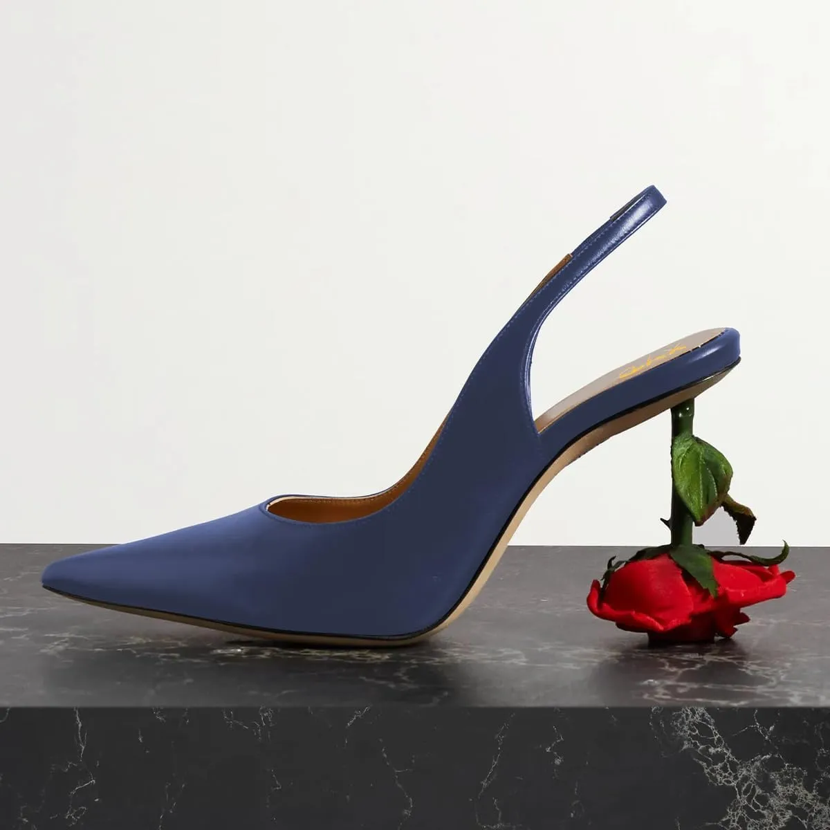XYD Women's Romantic Rose Heel (80mm) Closed Pointed Toe Slingbacks Pumps Sexy Lady Formal Event Evening Fashion Shoes