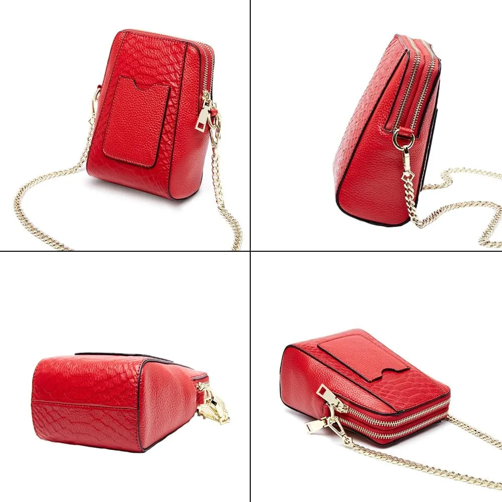 Yohora Crossbody Bag for Women Small Cell Phone Wallet Leather Shoulder Purse Crocodile Pattern Tote Handbag Satchel
