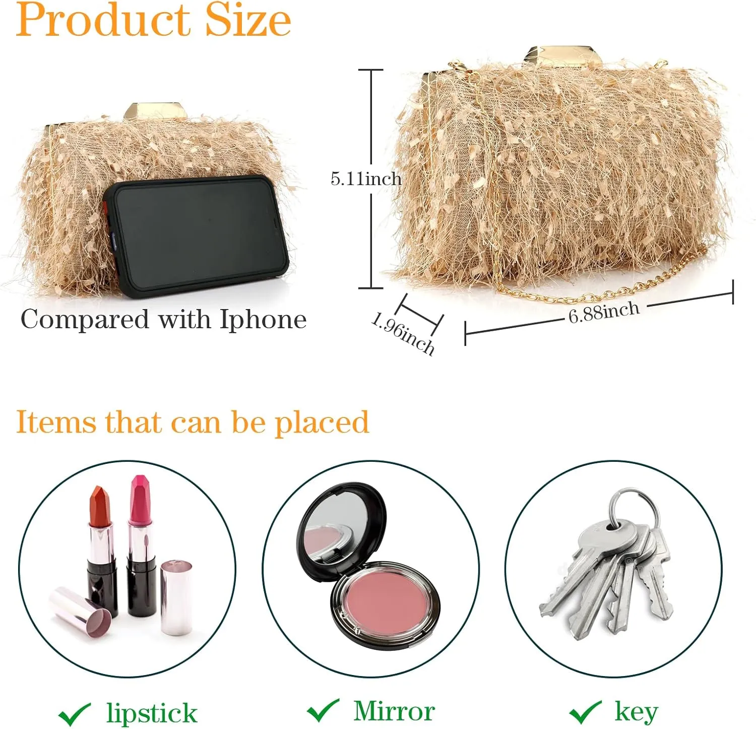 YYW Clutch Purse for Women Cute Handbags Top Handle Evening Bag Crossbody Bag Shoulder Bag for Wedding Party Prom Banquet