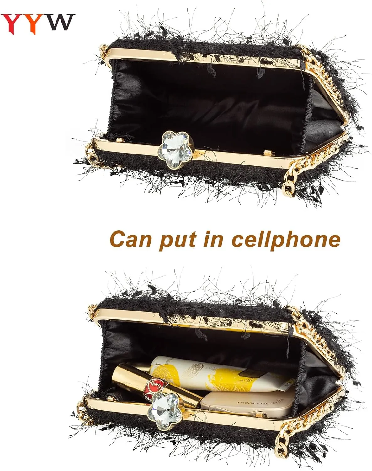 YYW Clutch Purse for Women Cute Handbags Top Handle Evening Bag Crossbody Bag Shoulder Bag for Wedding Party Prom Banquet