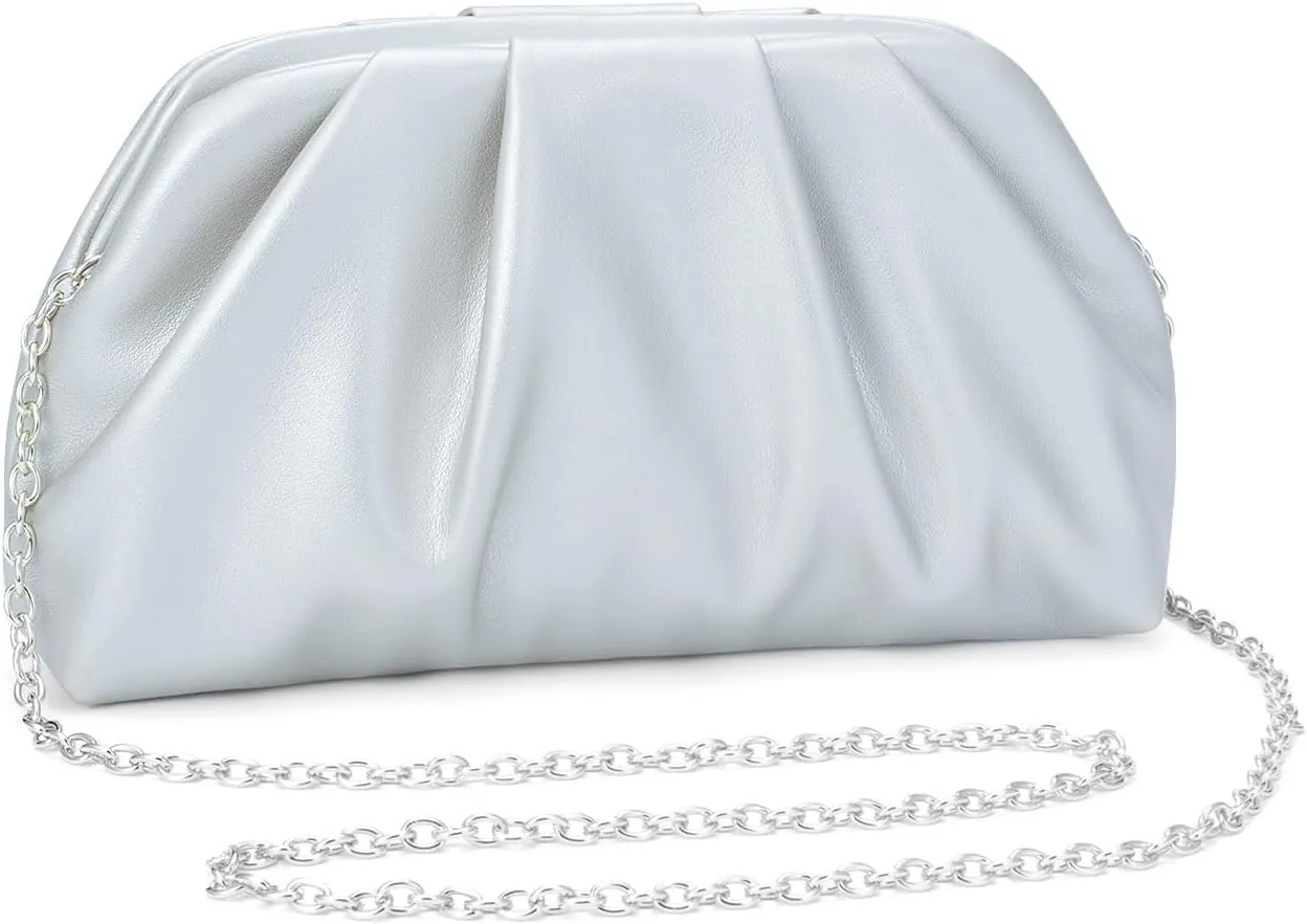 YYW Clutch Purse for Women Formal Soft Pleated PU Evening Clutch Evening Bag Hand Bag for Weddings, Proms, Cocktail