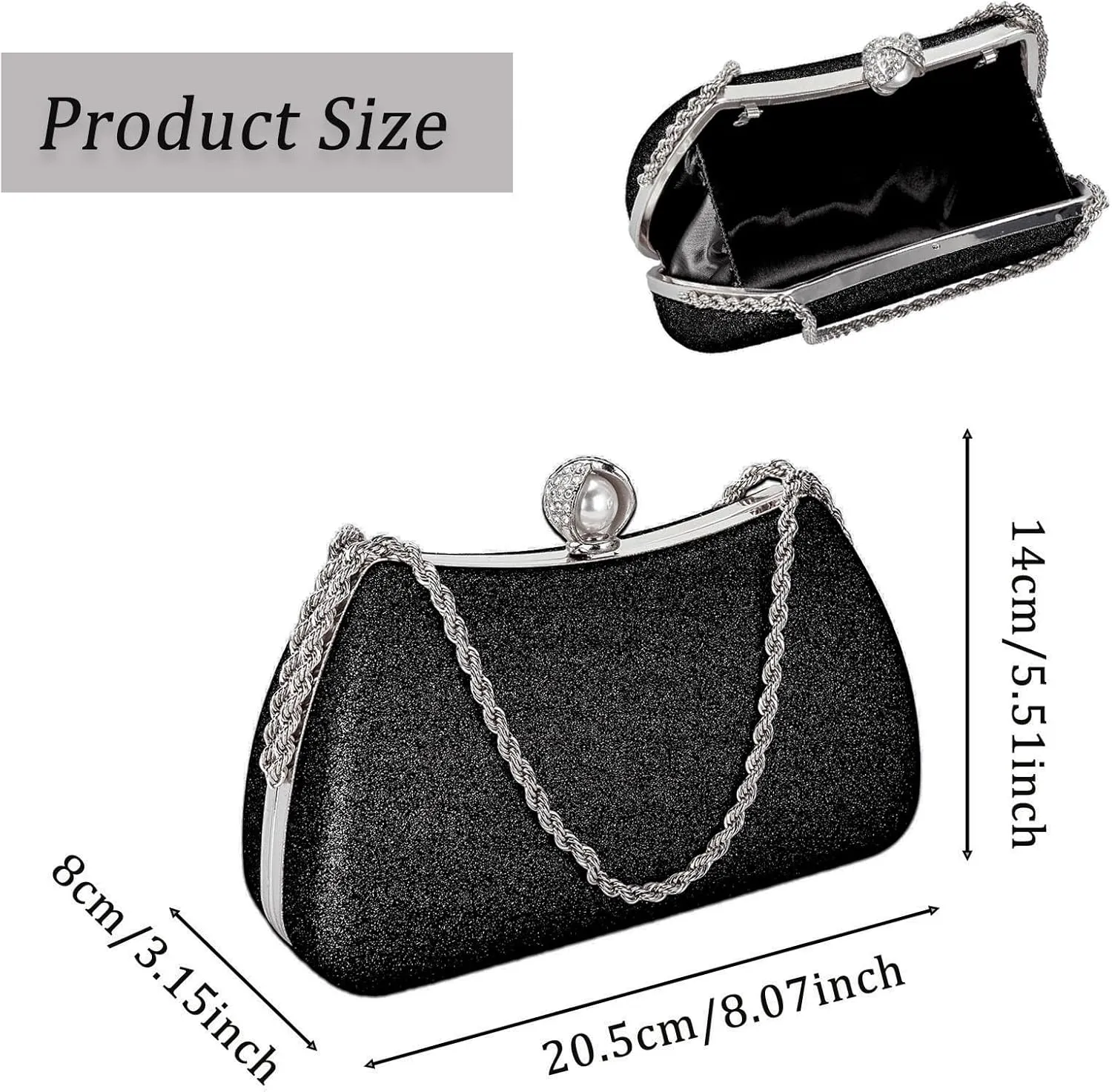 YYW Clutch Purse for Women Pearls Evening handbag Wedding Party Purse Shoulder Bag
