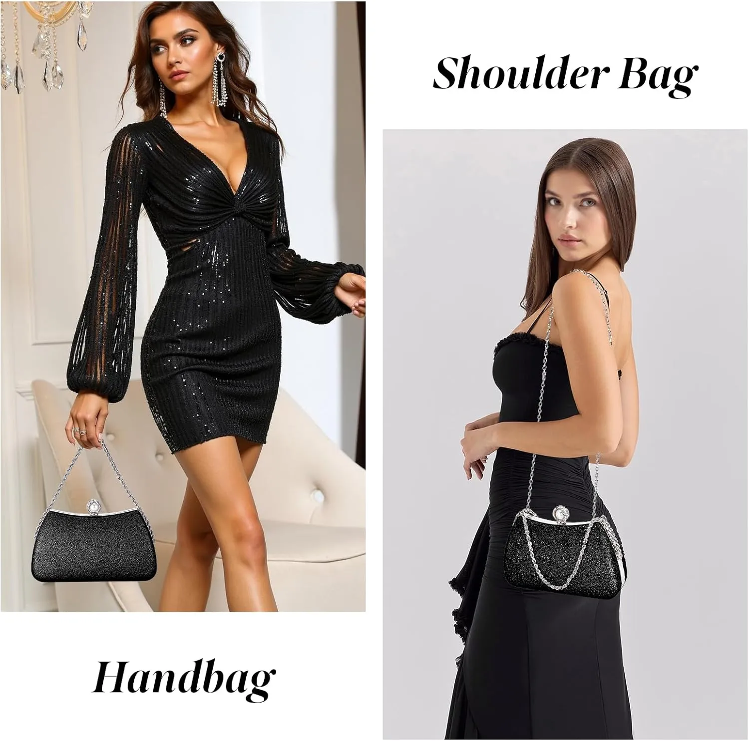 YYW Clutch Purse for Women Pearls Evening handbag Wedding Party Purse Shoulder Bag