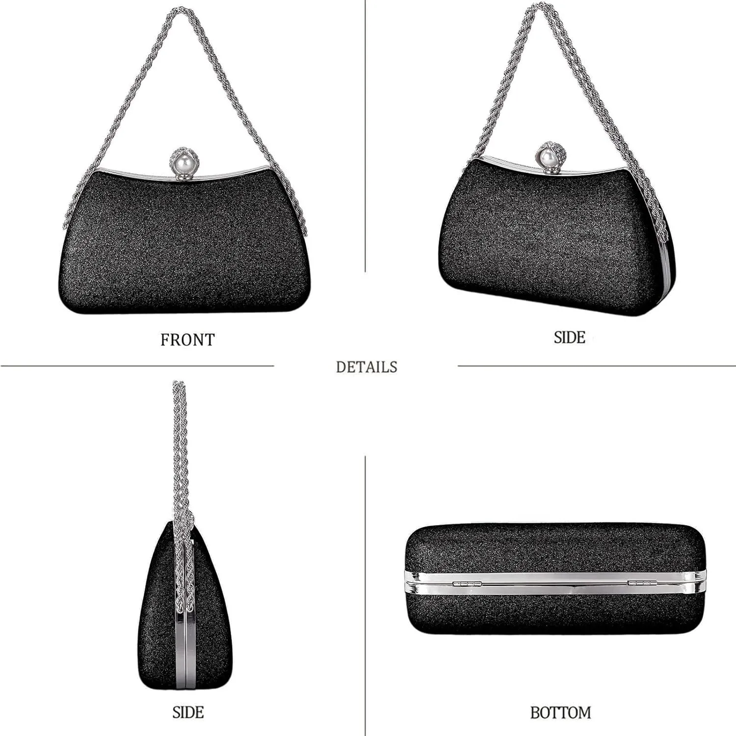 YYW Clutch Purse for Women Pearls Evening handbag Wedding Party Purse Shoulder Bag