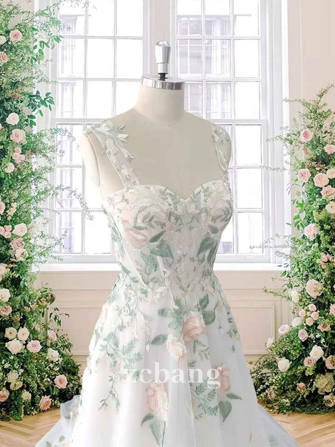 zcbang Lace Wedding Dresses for Bride Fairy Forest Colorful Elegant Bridal Dresses with Train