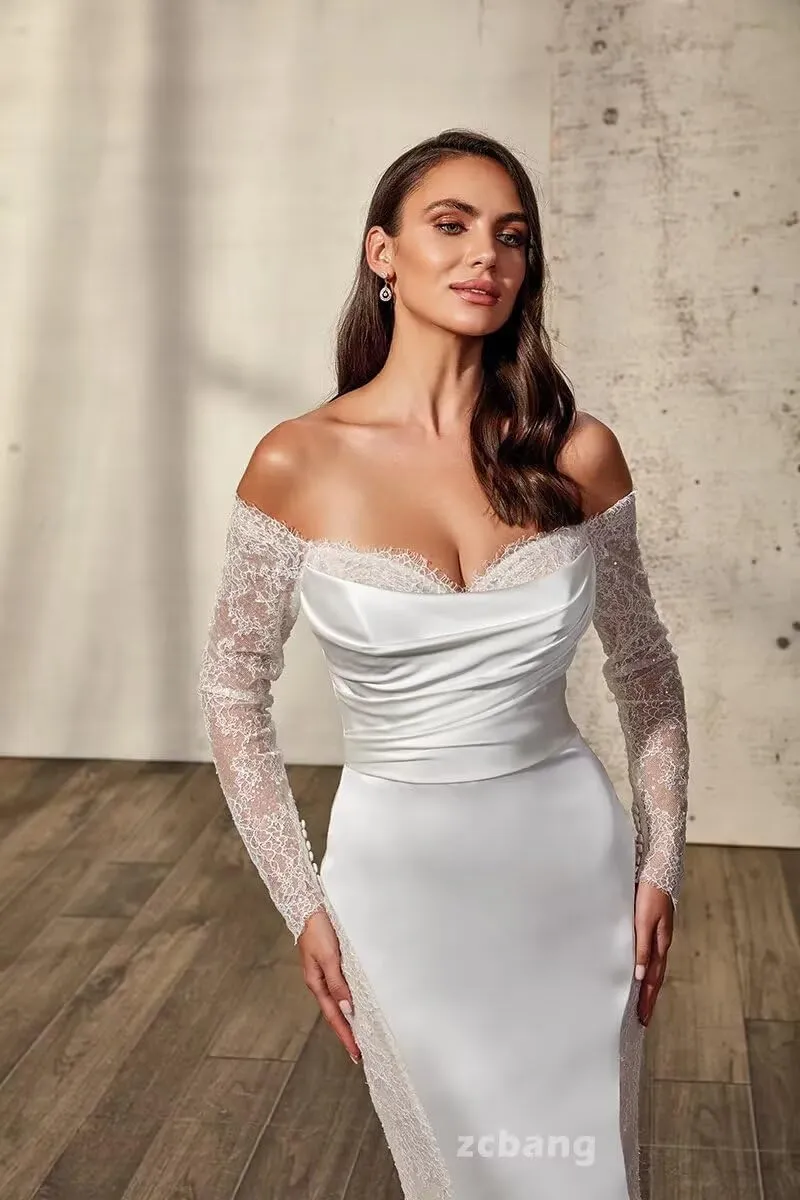 zcbang Mermaid Wedding Dresses for Bride 2025 Beach Satin Sleeveless Bridal Gown with Train