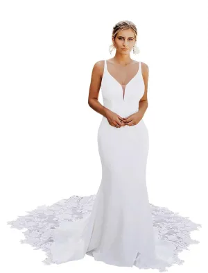 zcbang Mermaid Wedding Dresses for Bride 2025 Beach Satin Sleeveless Bridal Gown with Train