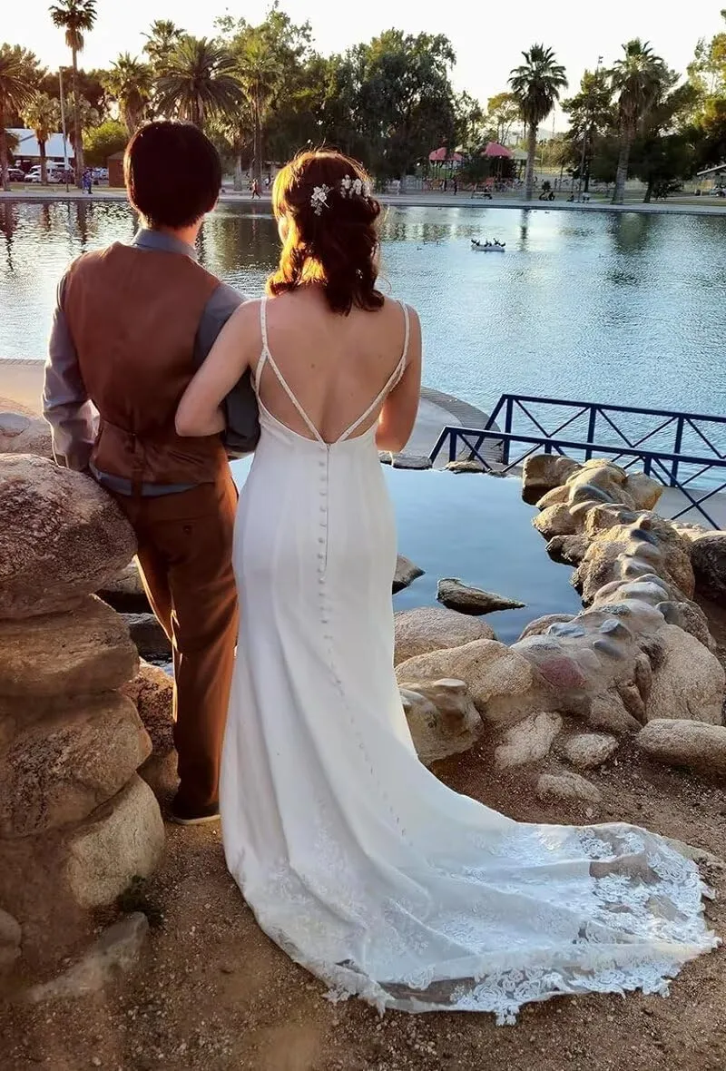 zcbang Mermaid Wedding Dresses for Bride 2025 Beach Satin Sleeveless Bridal Gown with Train