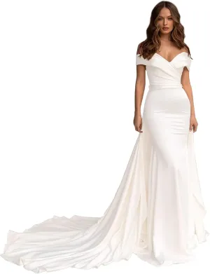 zcbang Mermaid Wedding Dresses for Bride 2025 Beach Satin Sleeveless Bridal Gown with Train