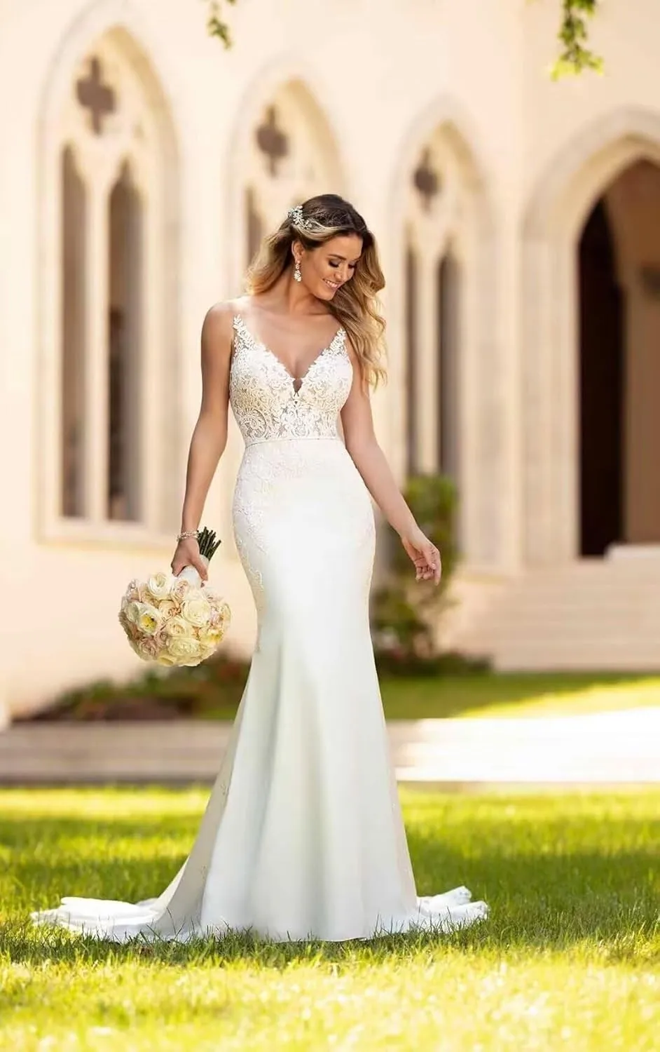 zcbang Mermaid Wedding Dresses for Bride 2025 Beach Satin Sleeveless Bridal Gown with Train