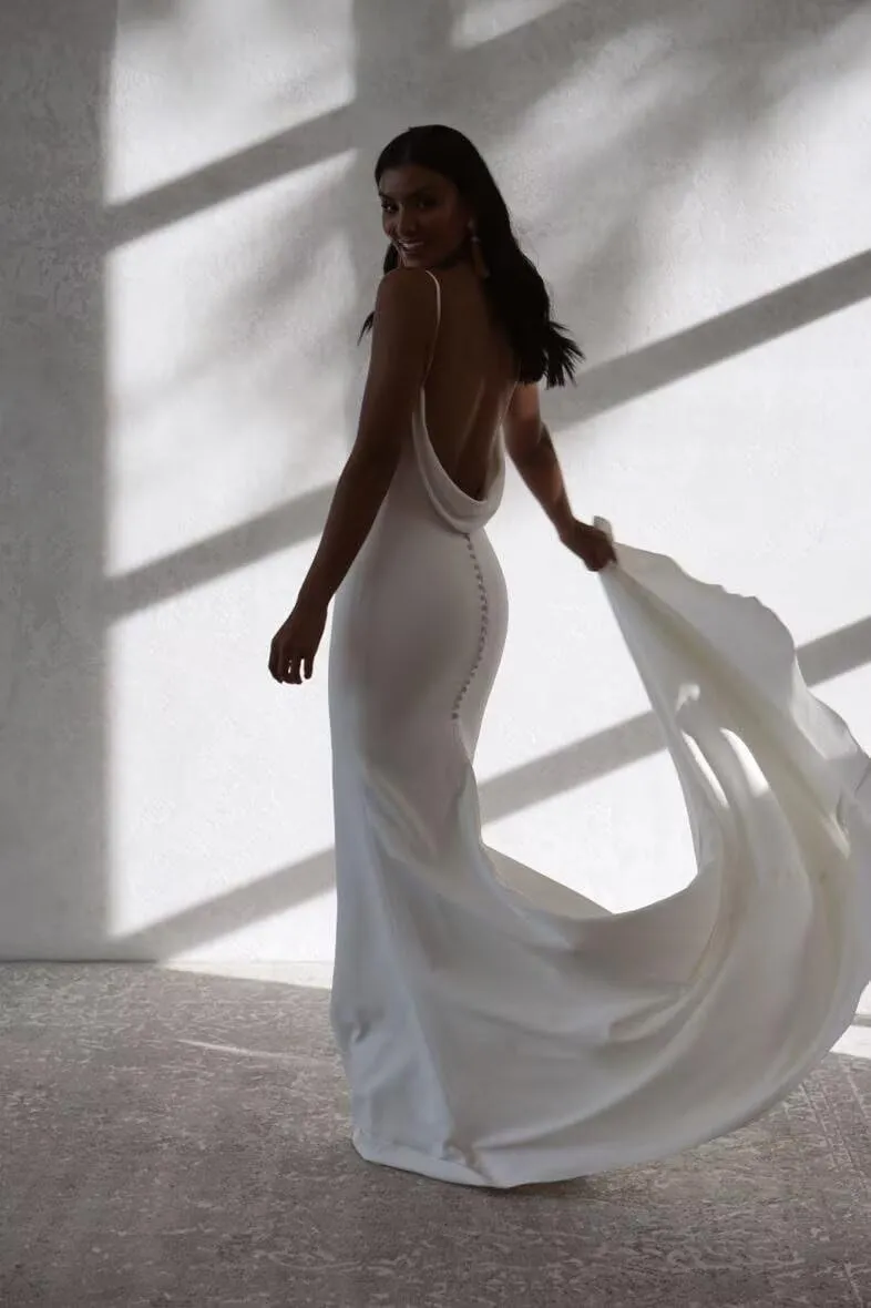 zcbang Mermaid Wedding Dresses for Bride 2025 Beach Satin Sleeveless Bridal Gown with Train