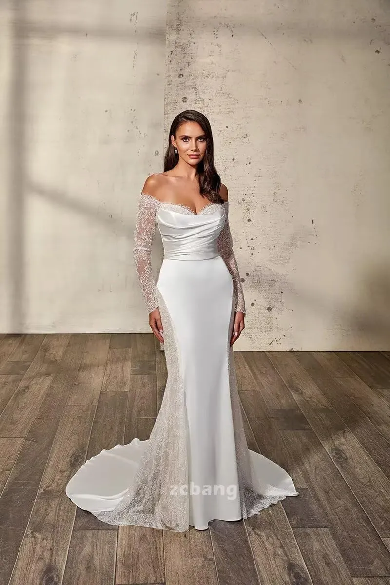 zcbang Mermaid Wedding Dresses for Bride 2025 Beach Satin Sleeveless Bridal Gown with Train