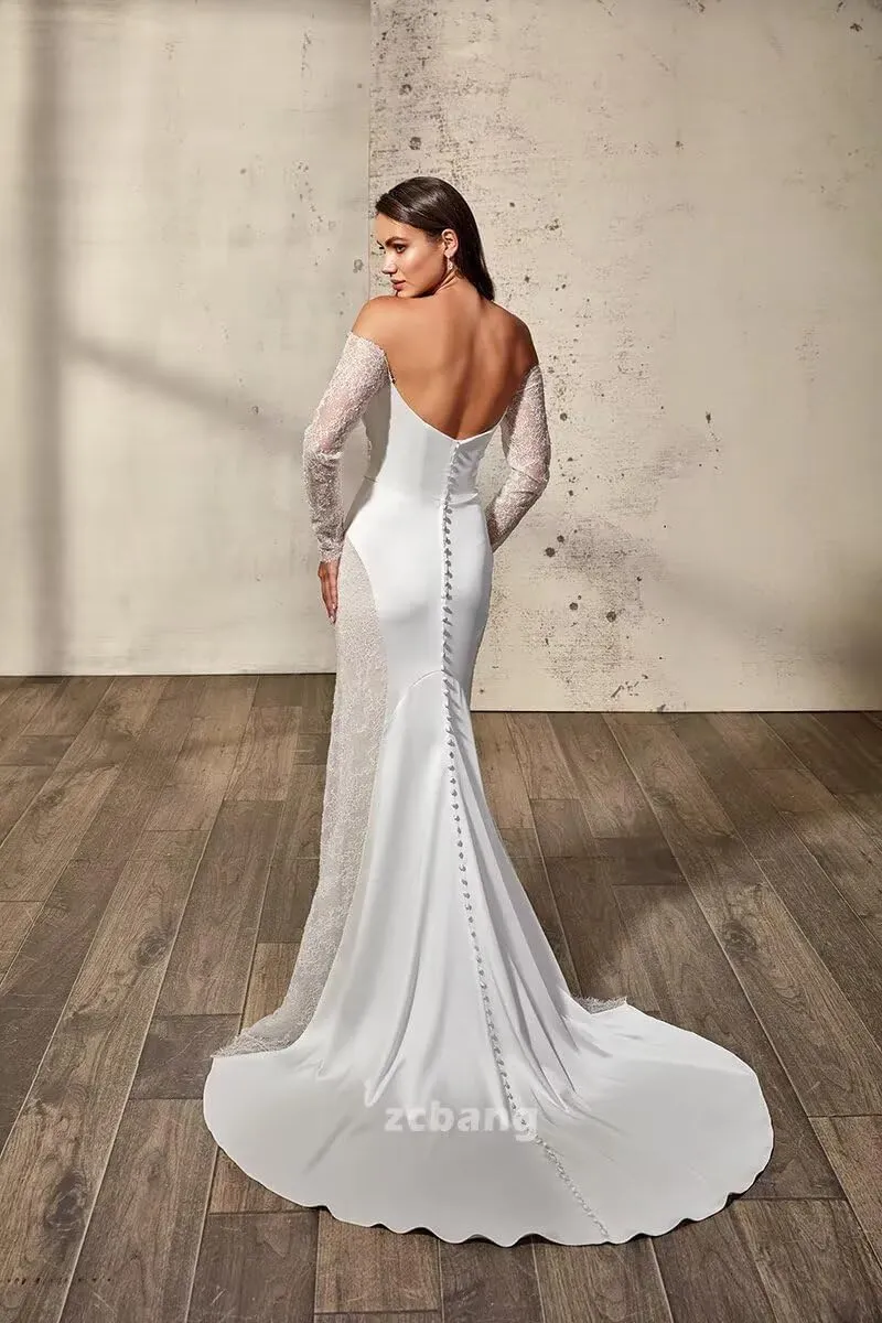 zcbang Mermaid Wedding Dresses for Bride 2025 Beach Satin Sleeveless Bridal Gown with Train