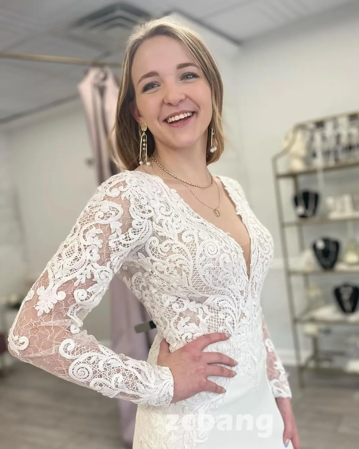 zcbang Mermaid Wedding Dresses for Bride 2025 White Beach Boho Lace Bridal Gowns with Train
