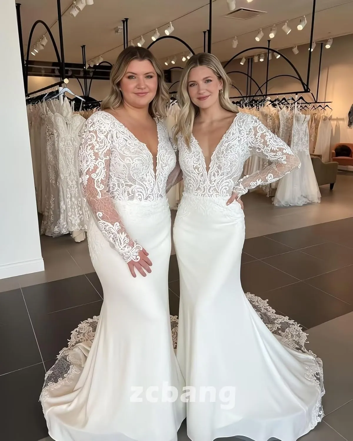 zcbang Mermaid Wedding Dresses for Bride 2025 White Beach Boho Lace Bridal Gowns with Train