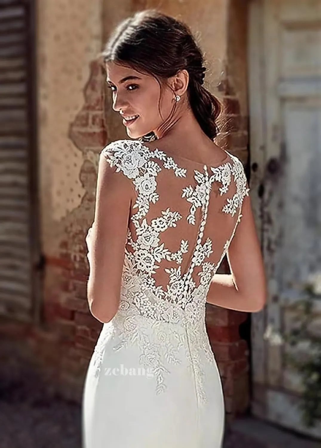 zcbang Mermaid Wedding Dresses for Bride 2025 White Beach Boho Lace Bridal Gowns with Train